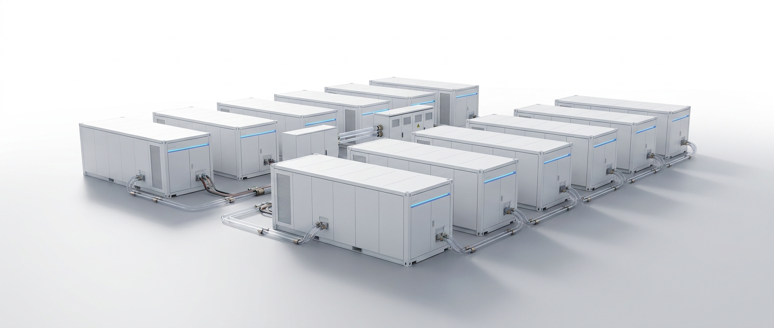 3D render of a utility-scale battery energy storage system
